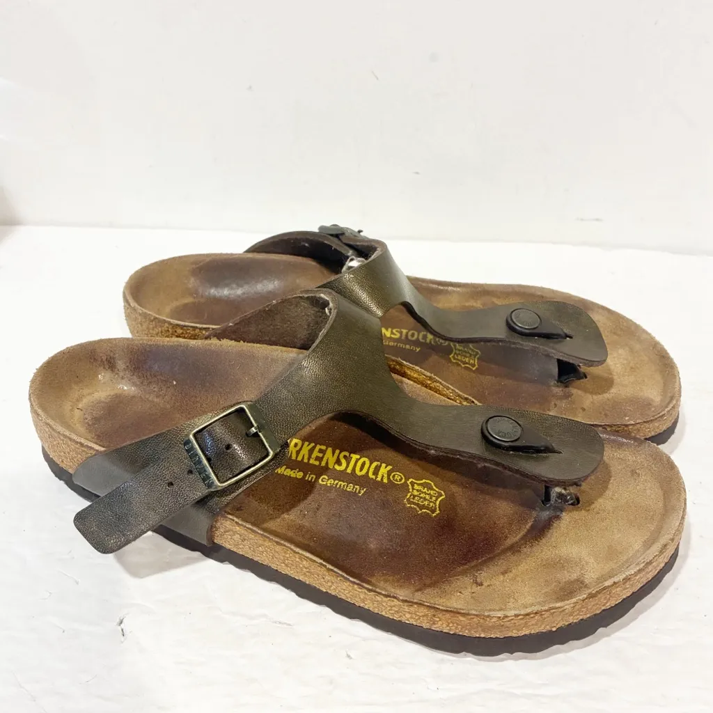 Birkenstock Gizeh Bronze Sandals Women's Slides Size 8 Cork Sole Slip On - Image 3