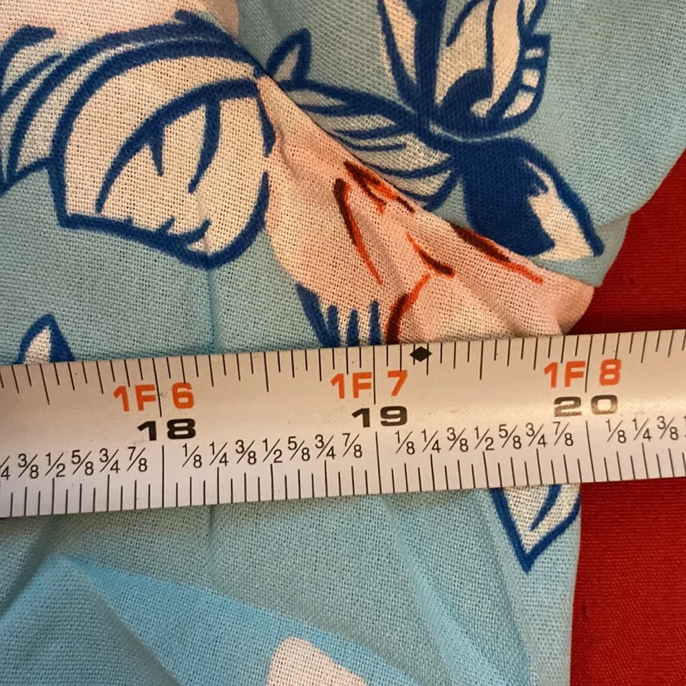 V-Neck Blouse Button-Down Front Stylish Tie Knot 3/4 Sleeves Floral Blue W US L - Image 4