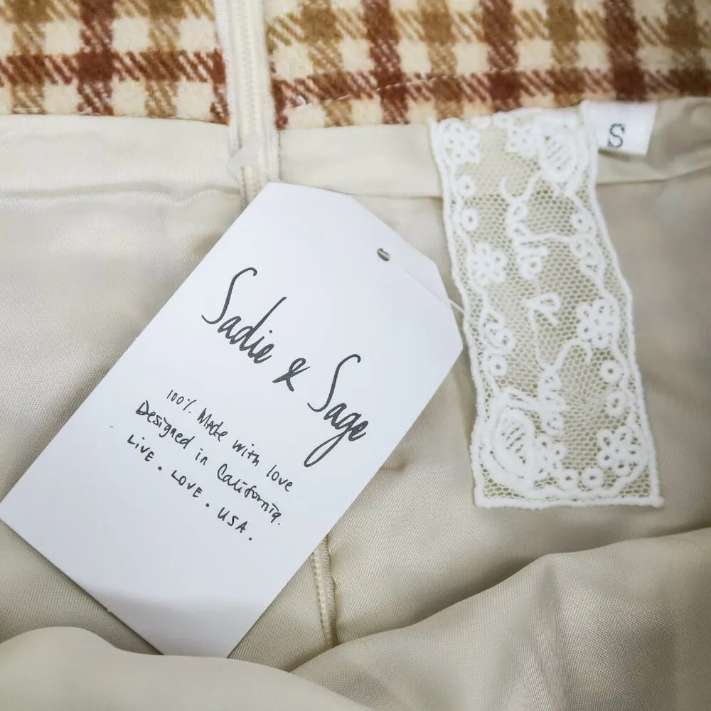 Sadie & Sage Drew Flannel Carmel Brown Plaid Mini Skirt - Image 10