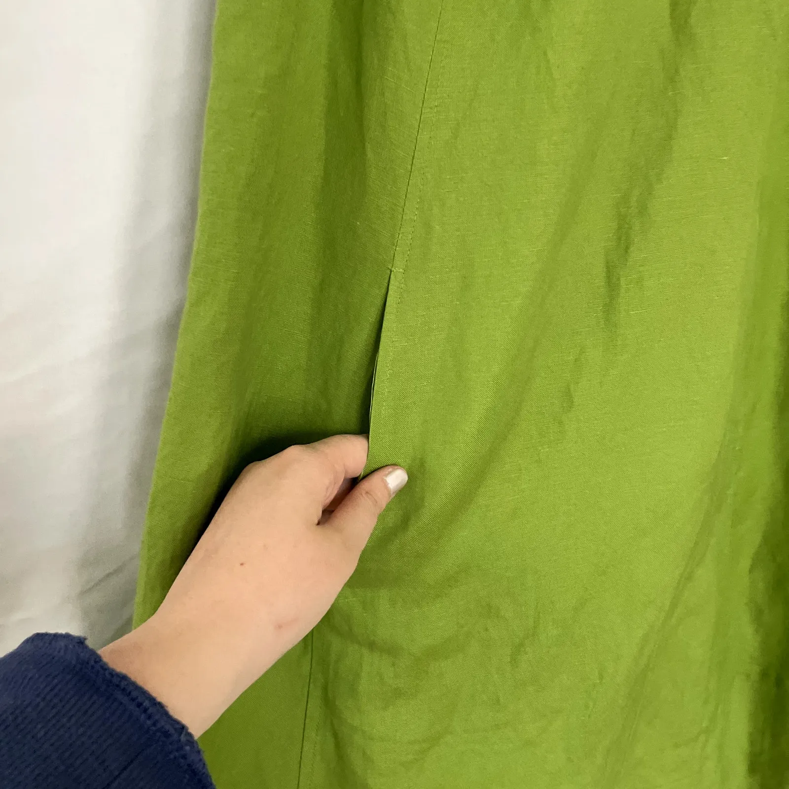 K Studio retro vintage 80s shell seed linen blend lime green halter 12 dress - Image 3