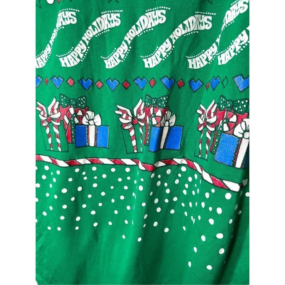Vintage Starlit Night 80s 90s Christmas Long Sweatshirt One Size Green Size undefined - Image 6