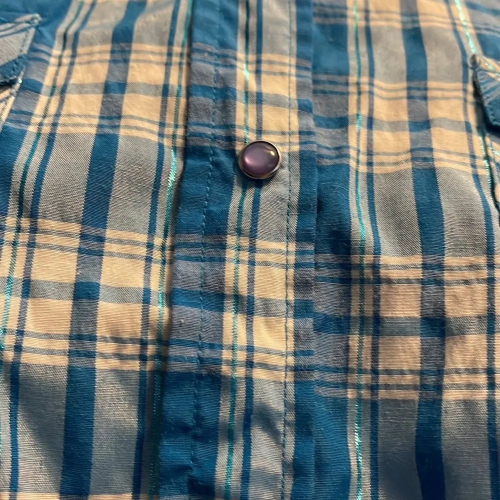 Crazy Cowgirl plaid Western Sleeveless Blouse Sz L Size L - Image 3