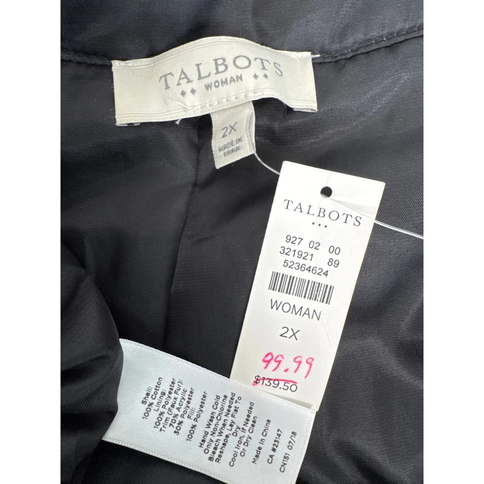 NWT Talbots Black White Knit Faux Fur Trim open front Vest fair Isle 2X - Image 11