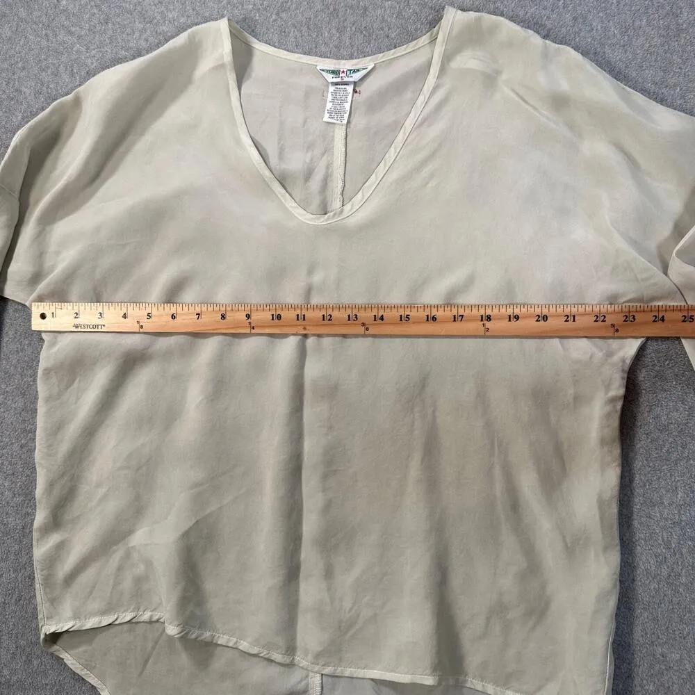 Hard Tail Forever Beige V-Neck Top Size Small Oversized Long Sleeve High Low - Image 6