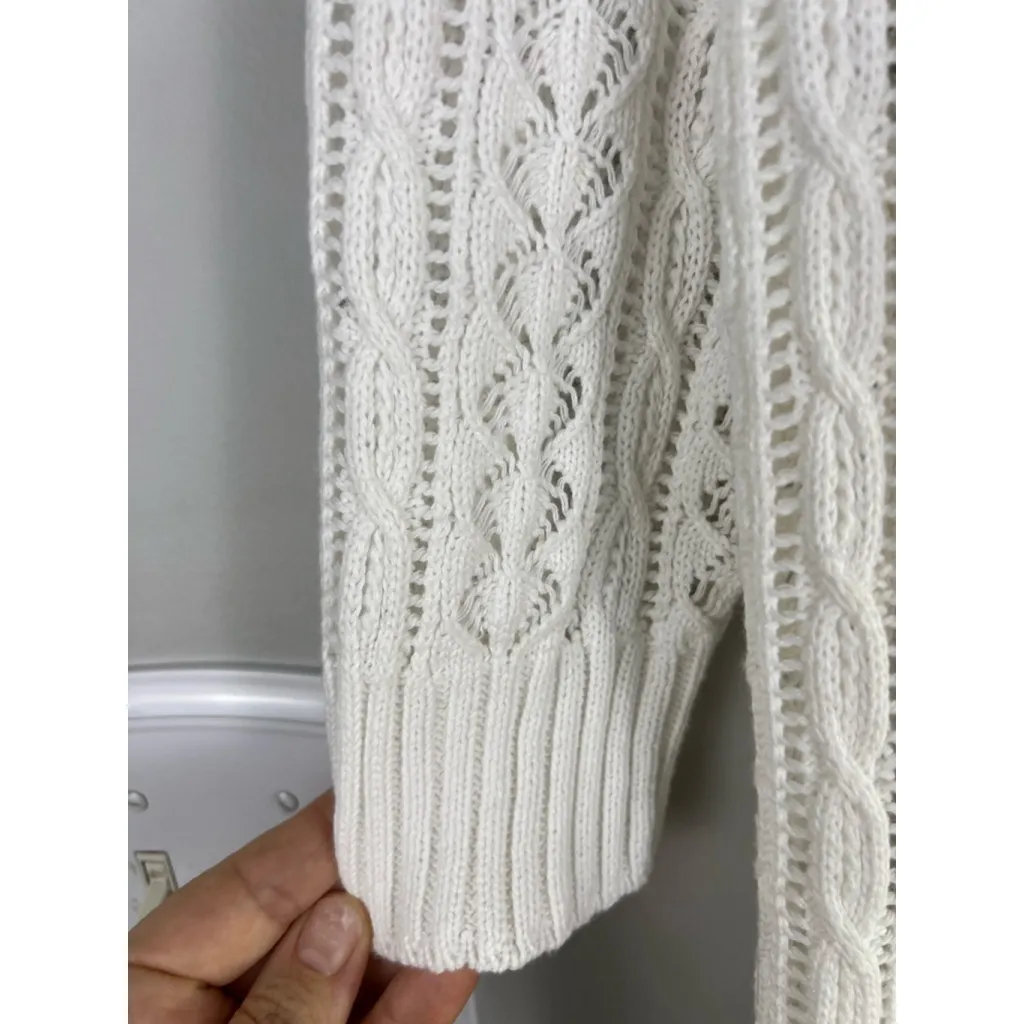 Women's TRACY M. White Open Knit Cardigan L Cottagecore Soft Girl Size L - Image 3