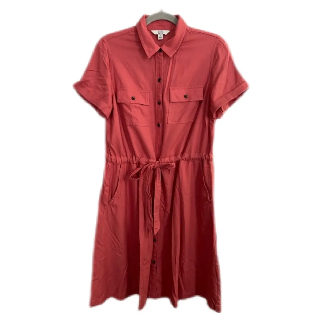 Croft & Barrow A-Line Shirtdress Short Sleeve Knee Length Mauve Pink Size Small - Image 2