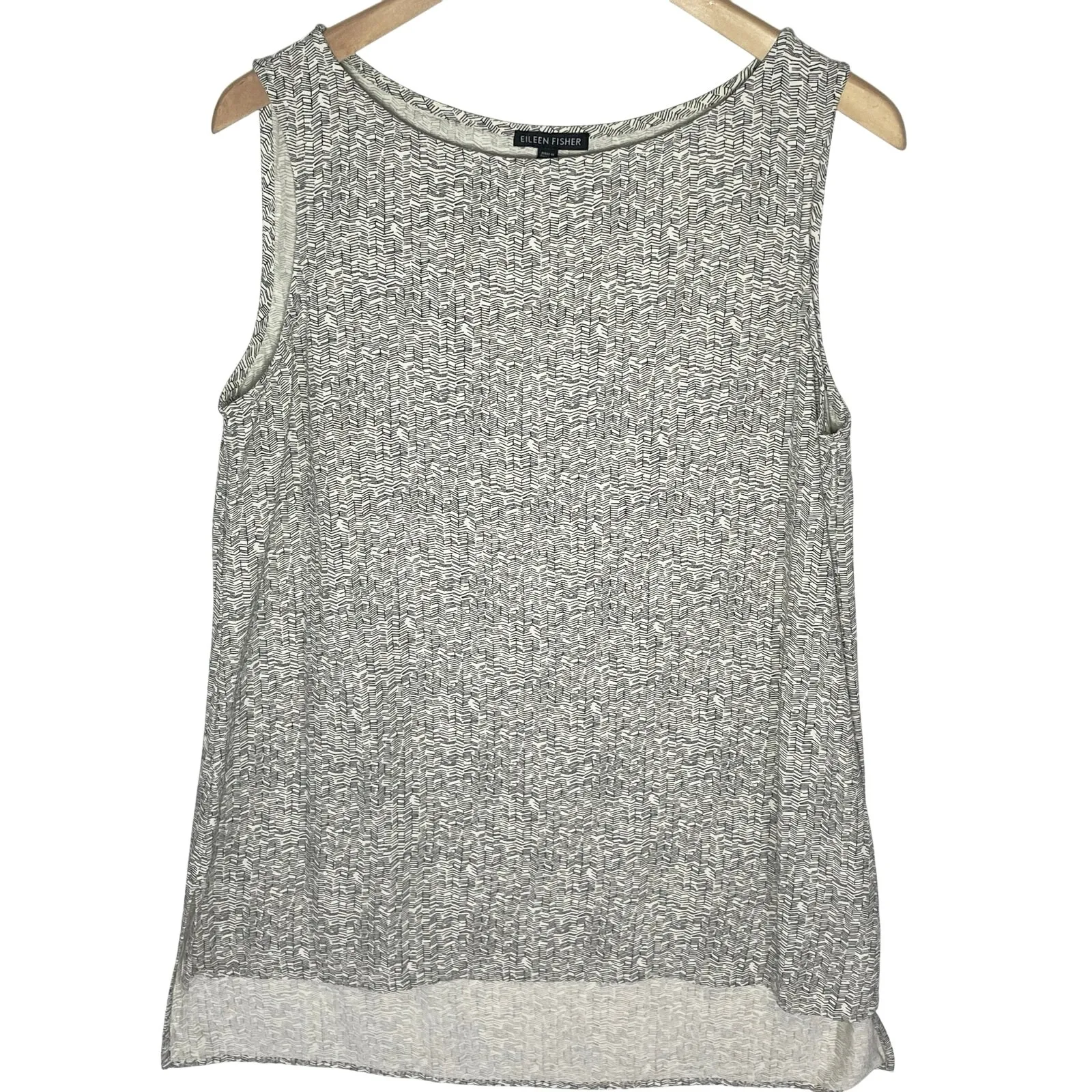 EILEEN FISHER Women’s Broken Chevron Long Line Tank Shell medium - Image 2