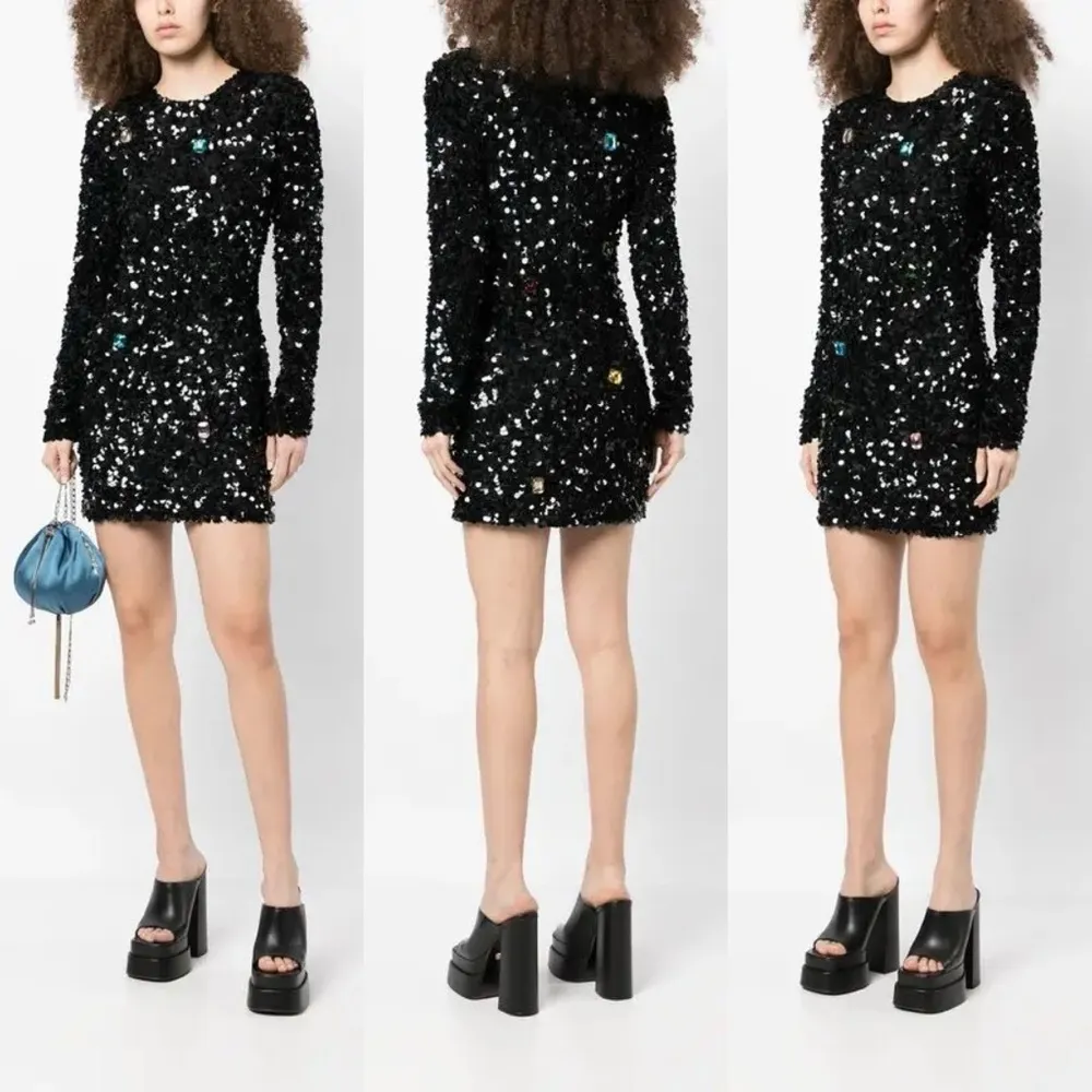 NWT - CYNTHIA ROWLEY SERENA SEQUIN & GEM DRESS - BLACK Size 0 - Image 4