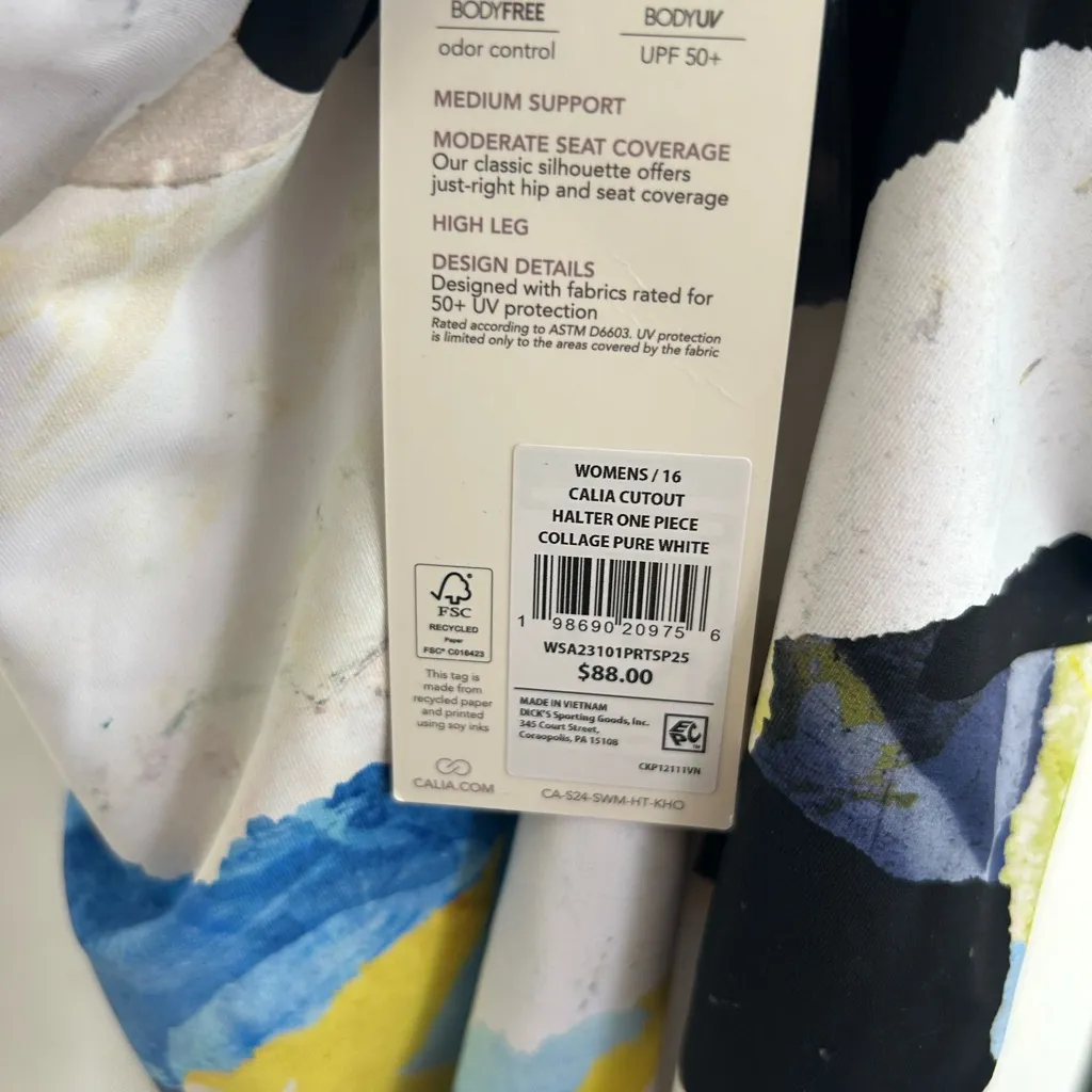 CALIA Women's Cutout Halter One Piece Swimsuit $88 NWT Blue Size 16 - Image 5