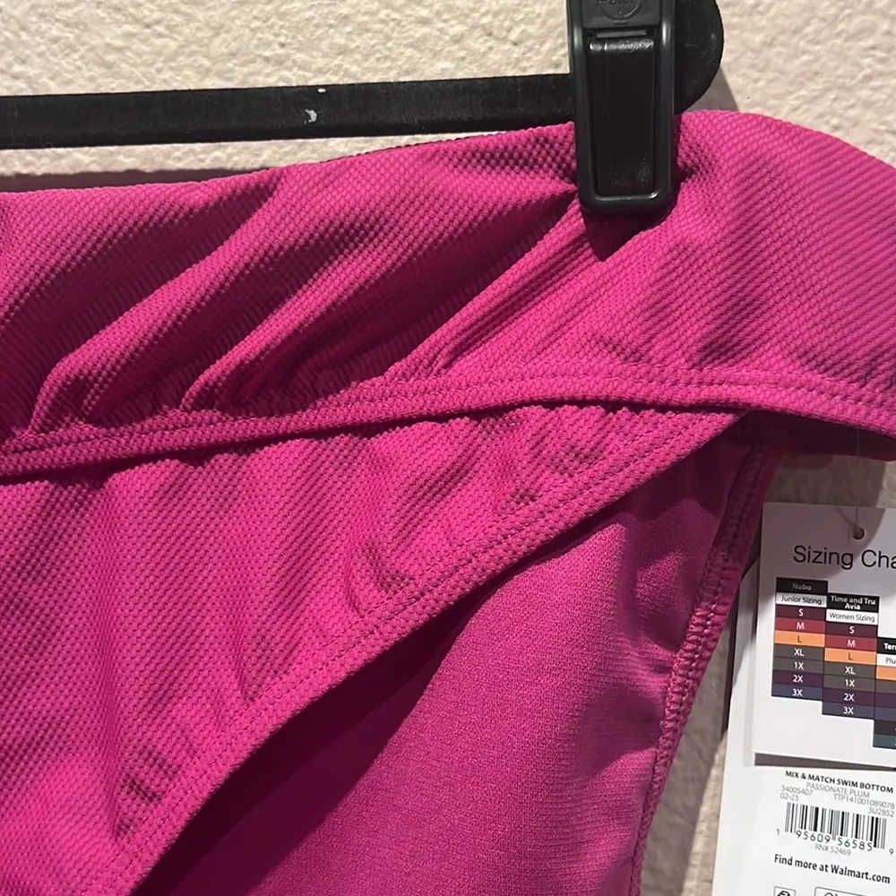 New Time and Tru 3X Passionate Plum Textured Fabric Bikini Bottoms NWT Pink - Image 3