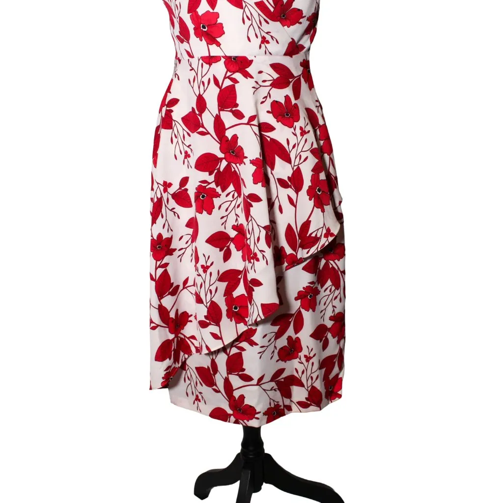 Banana Republic Floral Pencil Dress – Size 4 – Red & White – Surplice Neckline - Image 5