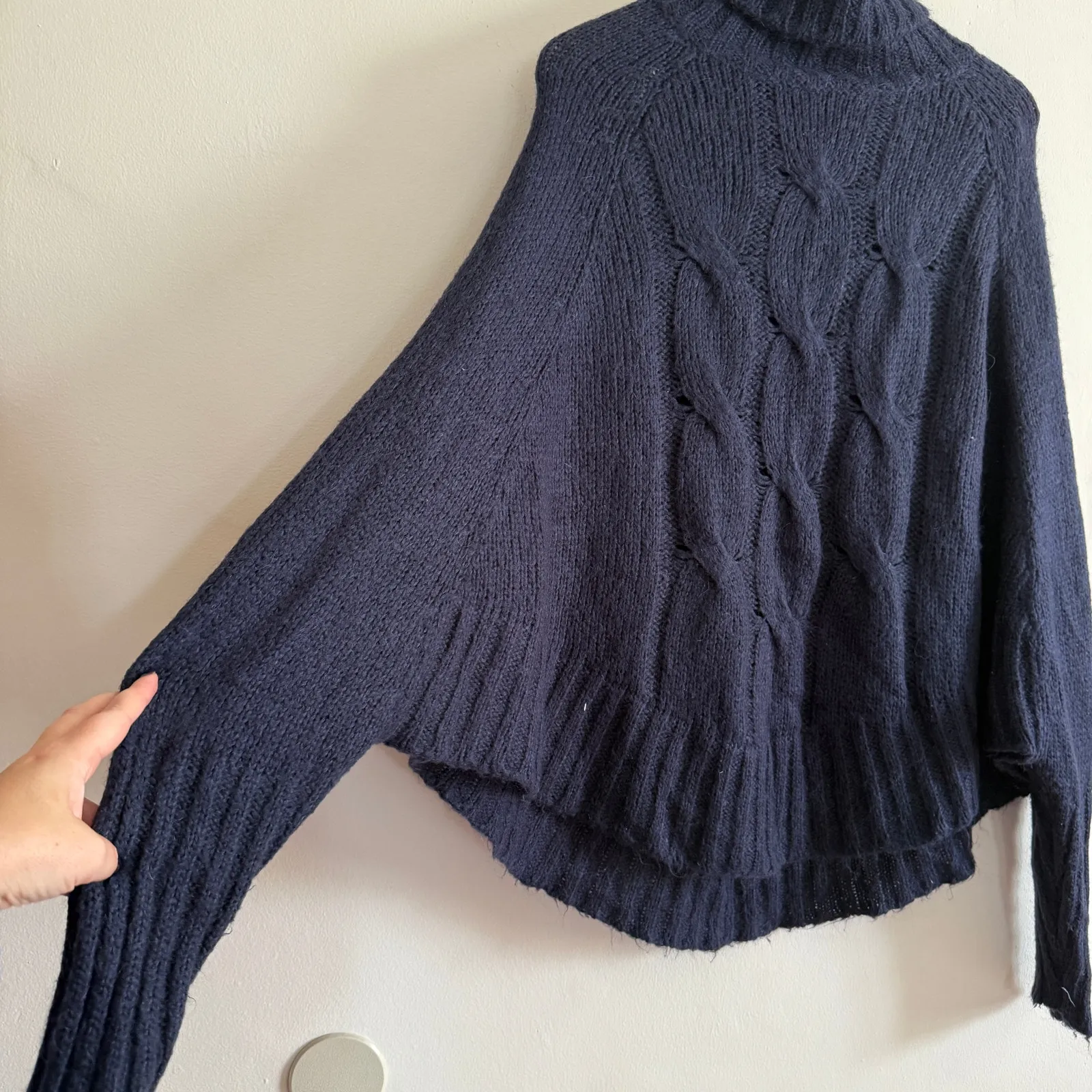 SISLEY PARIS Navy Blue Mohair Blend Cape - Image 2