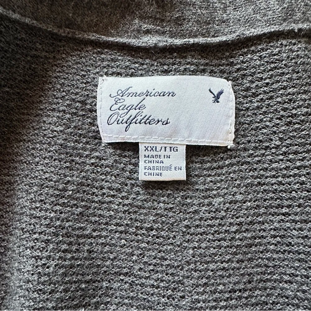 Retro American Eagle Outfitters Gray Cropped Button Down Sweater Size XXL - Image 6