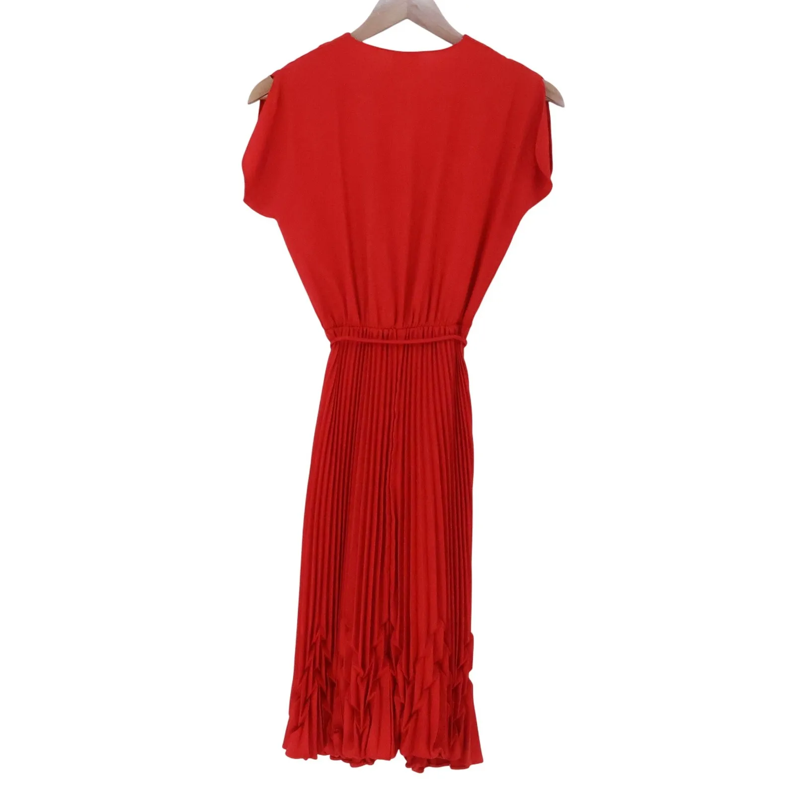 Vtg 70s How Sweet It Is Red Pleated‎ Dress Twee Holiday Office Secretary Size 3 - Image 6