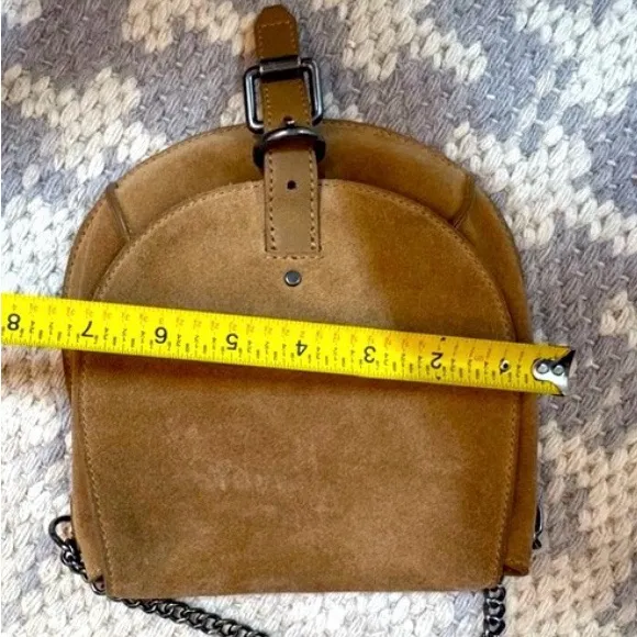 Lucky Brand Tan suede Crossbody Bag with Saddle Style - Image 8