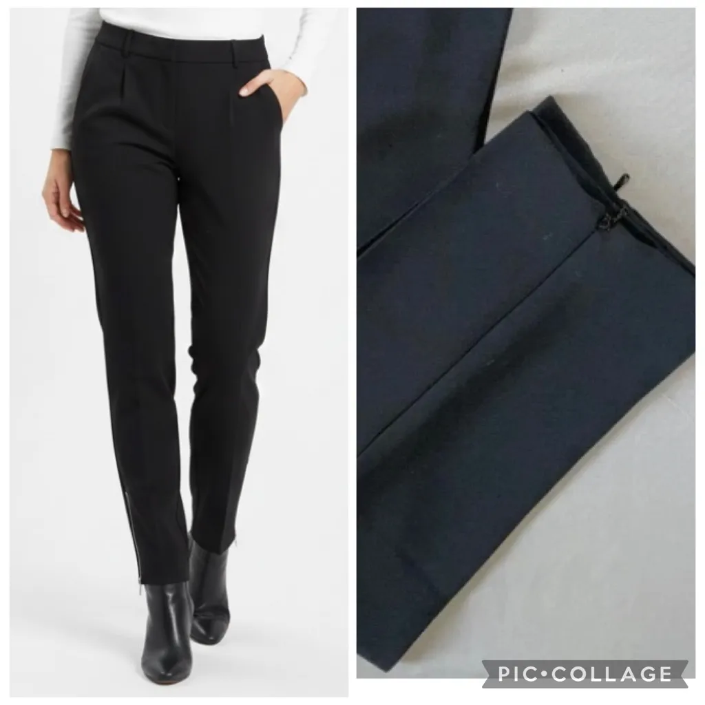 Trouvé Pants Zipper Cuff Ankle Tapered Pleated Trousers 4 Work Office Business Black - Image 2