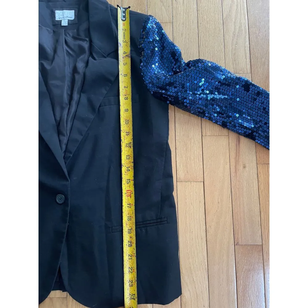 Dazzling Navy Sequin Sleeve ILOVEH81 Blazer‎ size 8 Blue - Image 4