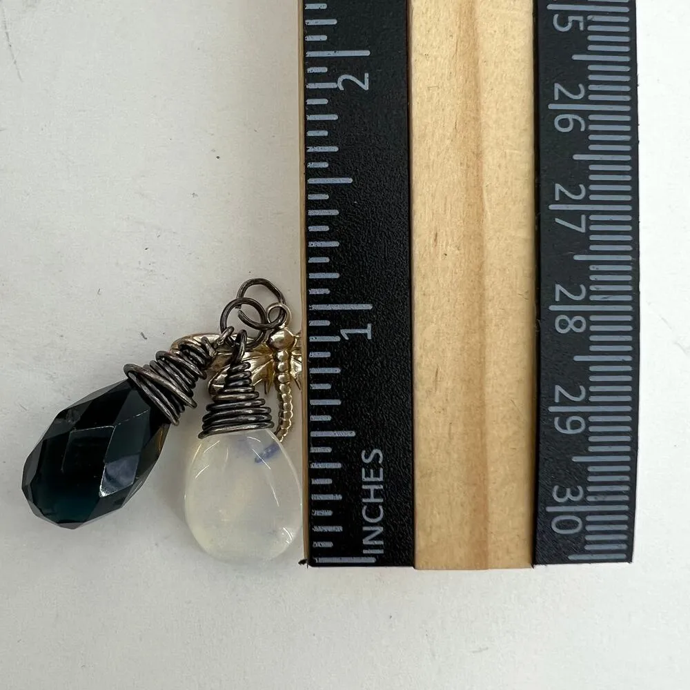 Dragonfly Oxidized Silver Wire Wrapped Gem Pendant Blue - Image 4