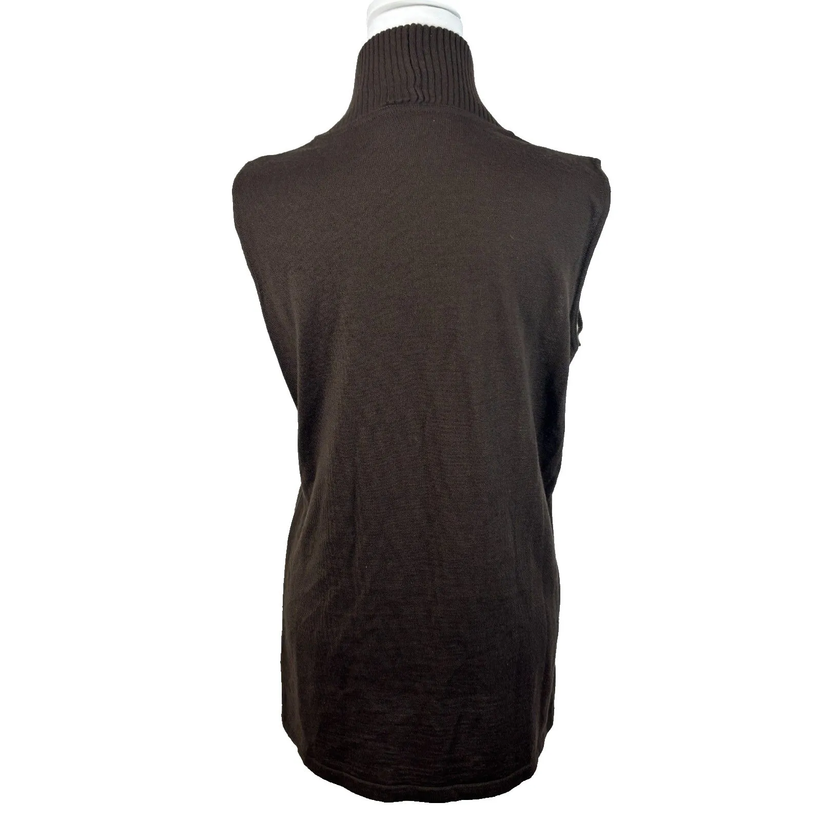 Attesa Premaman Mockneck Maternity Sweater Vest Sz S/M Brown Preppy Academia - Image 2