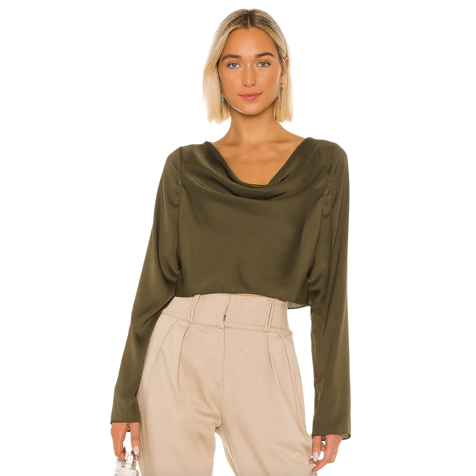 L'Academie The Florina Top in Olive Green Size Large - Image 2