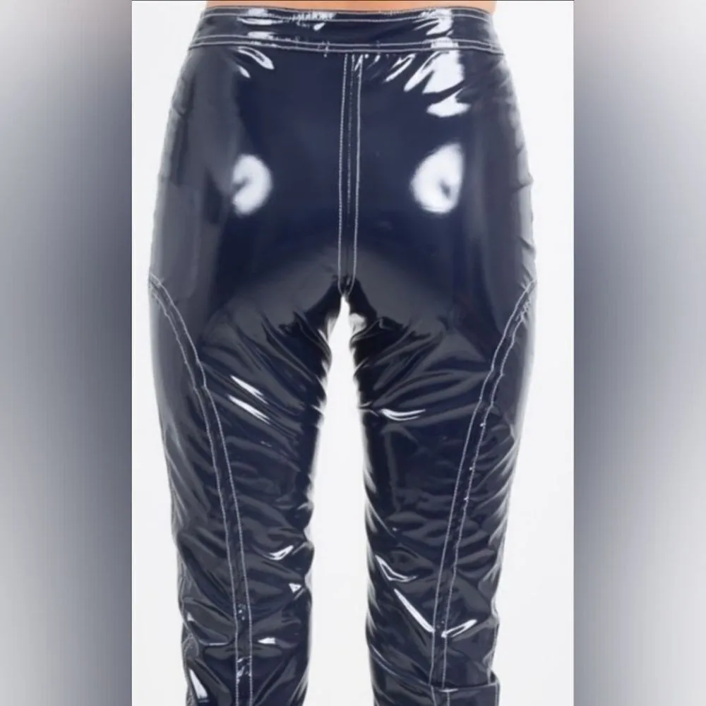 For Love & Lemons Idol Vinyl Blue Pants (XS) - Image 4