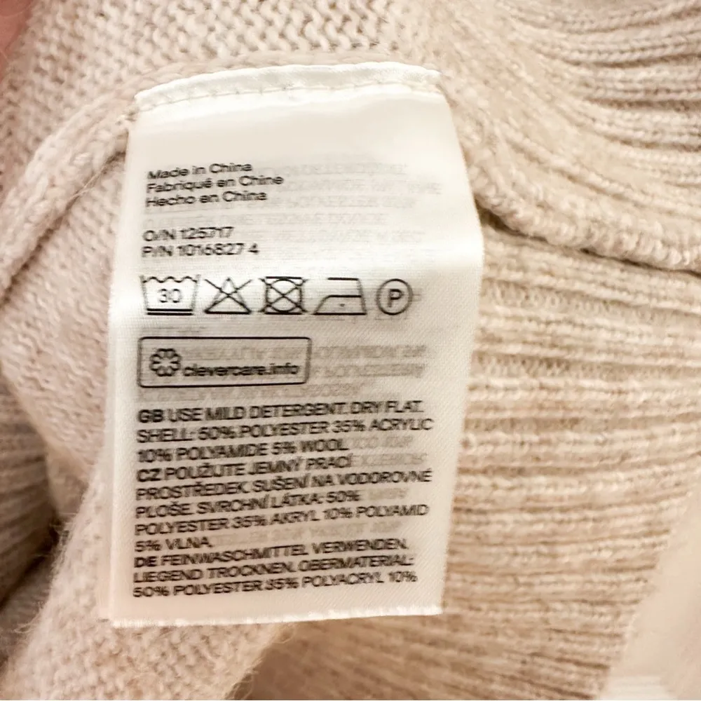 H&M Turtleneck Long Sleeve Sweater Dress Oversized Long Sleeve Neutral Tan sz XS - Image 5