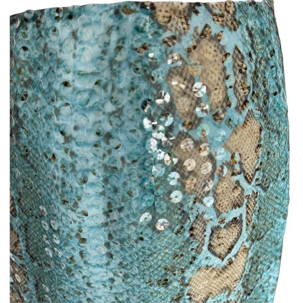Per Se Sequin Snake Print Straight Skirt Womens Size 4 Green Statement Piece NEW - Image 2