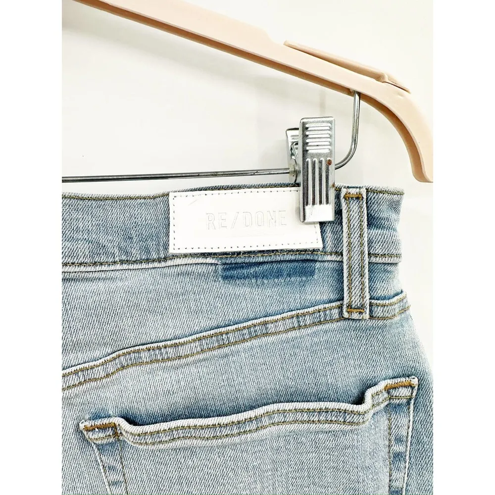 Re/Done 70s Stove Pipe Straight Leg Stretch Denim Blue Jeans in River Fade Sz 30 - Image 5