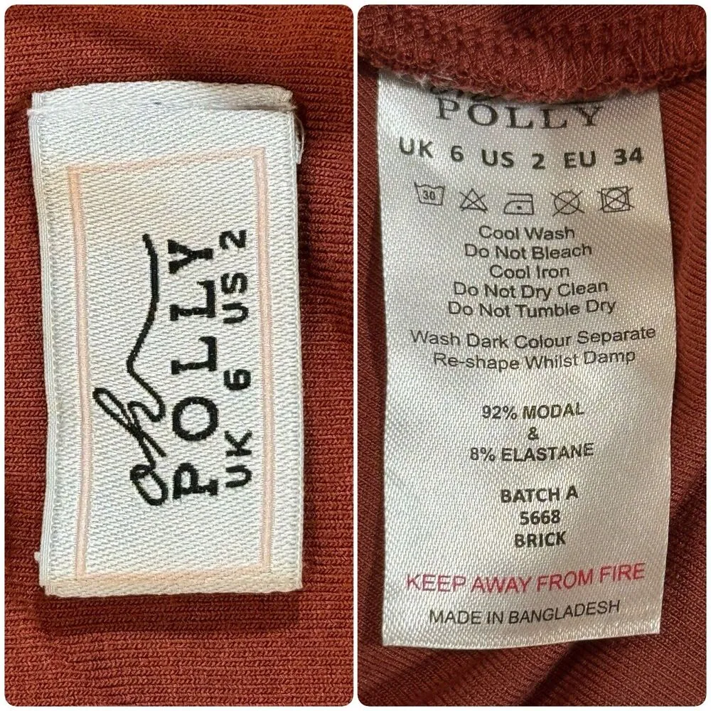 OH POLLY AMRYN Long Sleeve A-Line Mini Dress in Brick Sexy Inner Bodysuit Sz 2 - Image 11