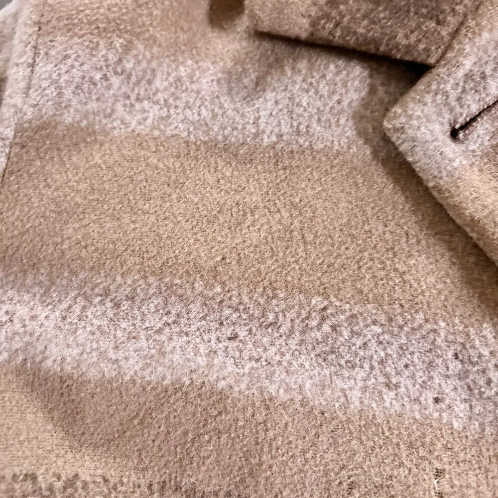 Vintage Time Postmodern Plaid Fleece Shacket Brown Beige Stripes Size M - Image 4