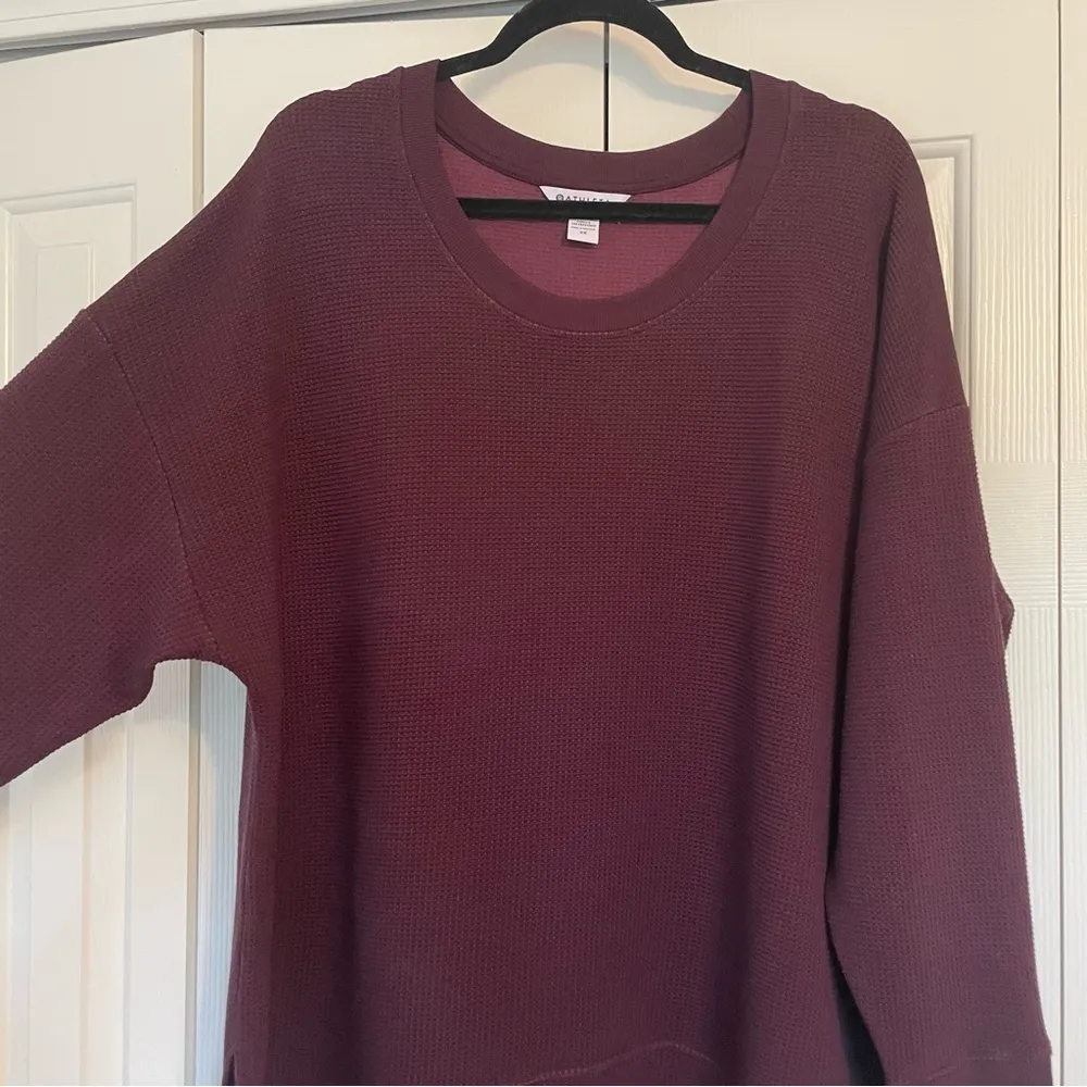Athleta Coaster Luxe Waffle Sweatshirt Sz 2X Pullover Burgandy Purple Athleisure - Image 6