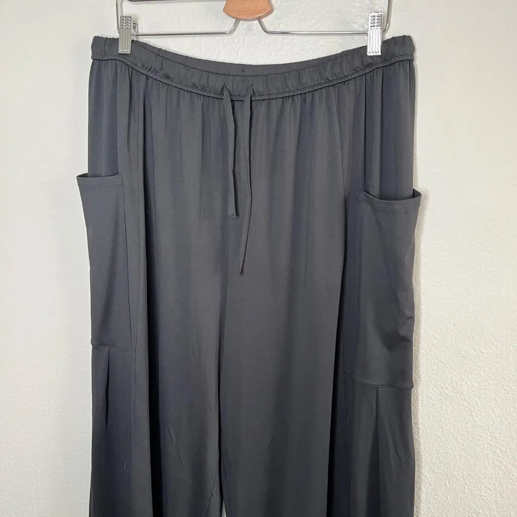 Halara Womens XL Elastic Waistband Drawstring Pocket Palazzo  Wide Leg Pants - Image 3