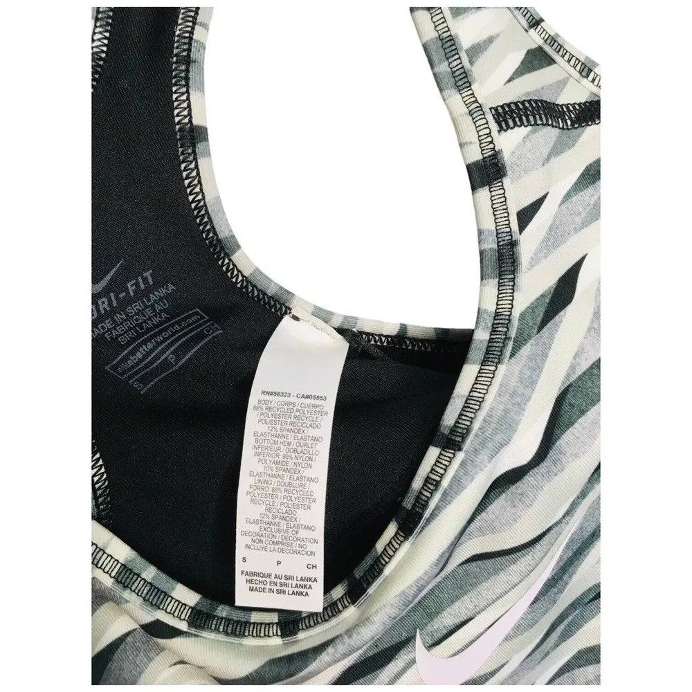 New Nike Pro Criss Cross Bra Top Dry Fit Workout Logo Athletic Geometric Gray S - Image 14
