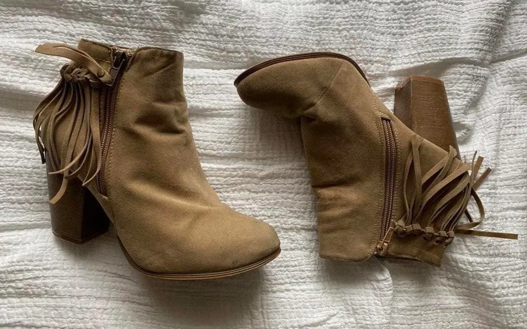 Fringe Booties Tan Size 7 - Image 3