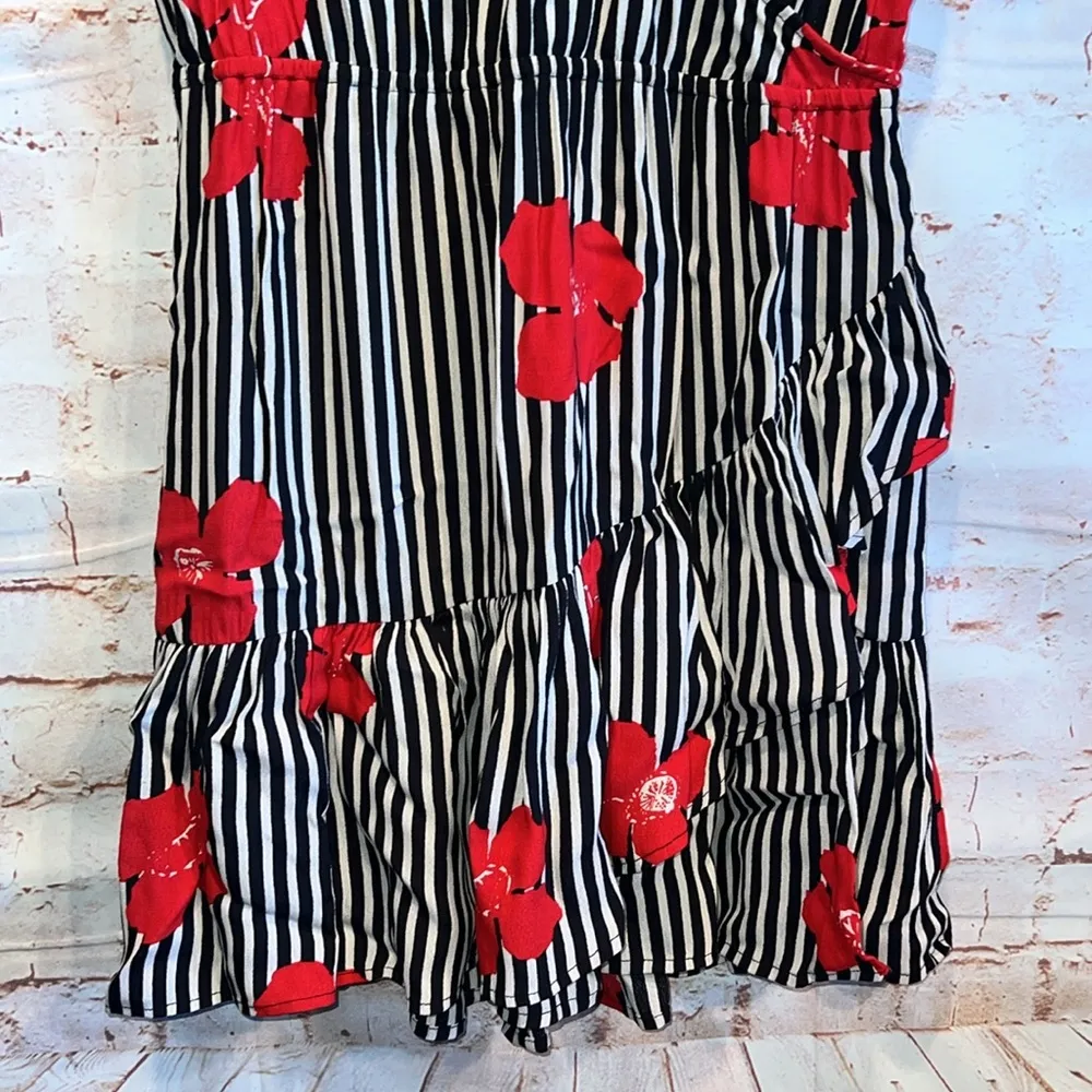 Madewell Dress Womens 6 Ruffle Wrap Dress Candied Orchids Striped Floral career - Image 3