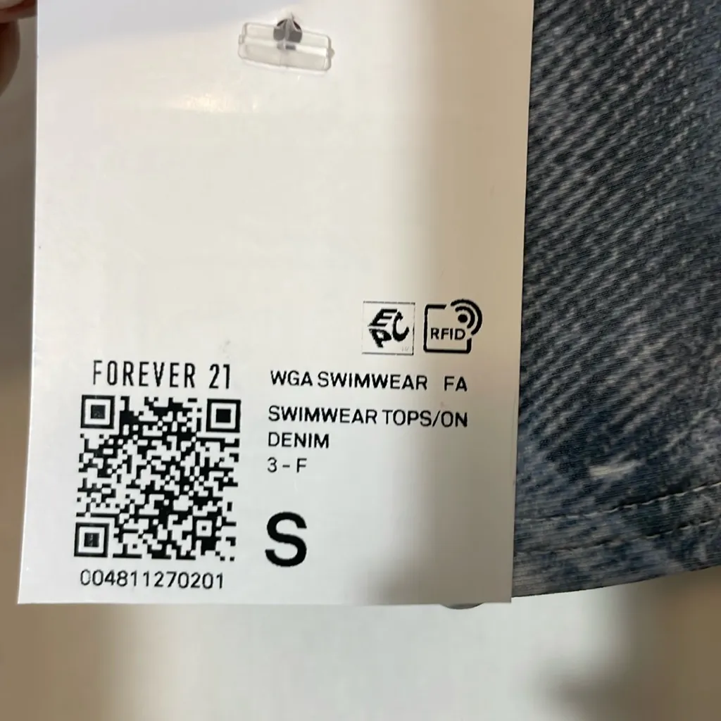 Forever 21 One-Shoulder Denim Print Bikini Top – NWT size:S.C2),, - Image 4