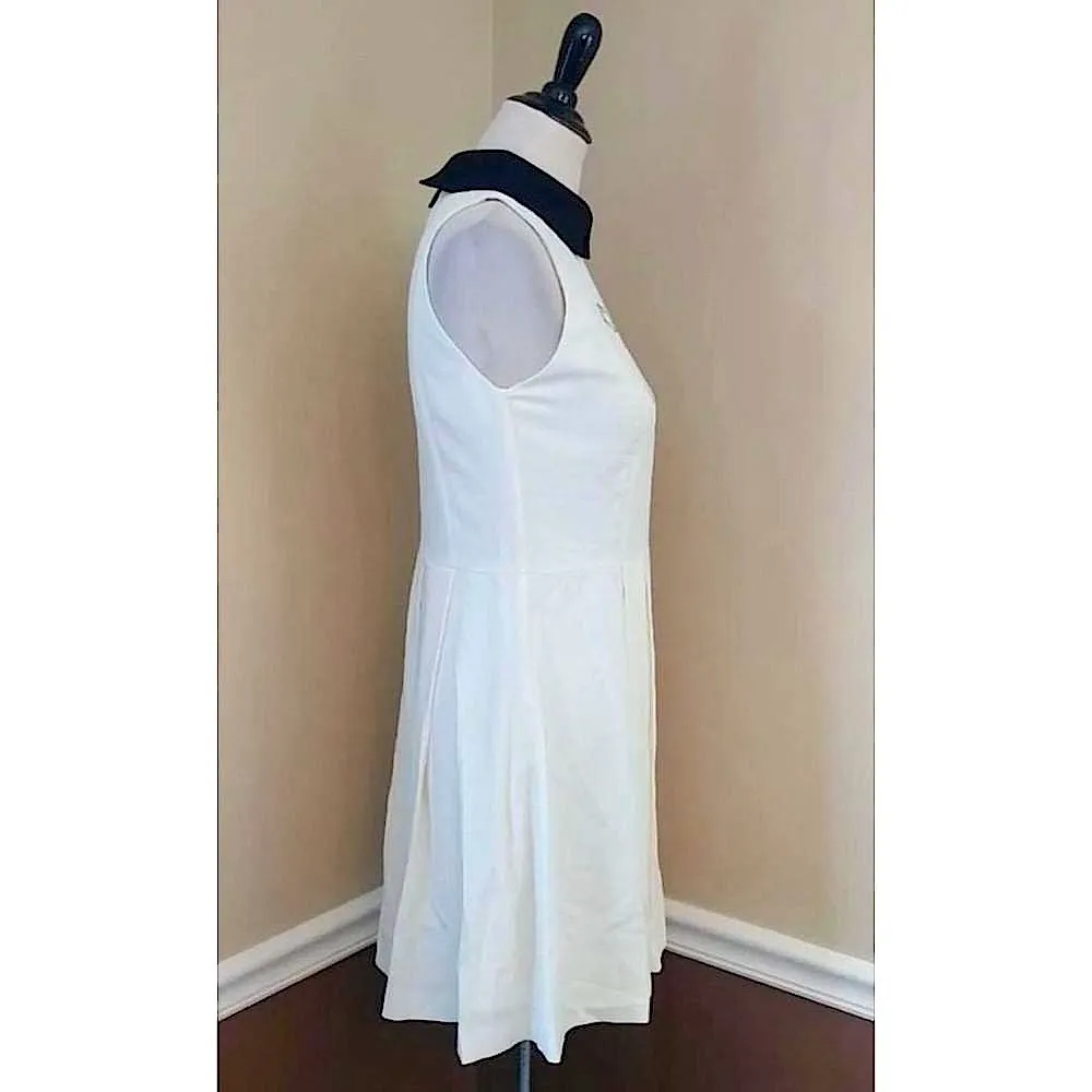 Baby Polly Ivory Black Collar Embroidered Gems Rockabilly ModCloth Dress M - Image 3