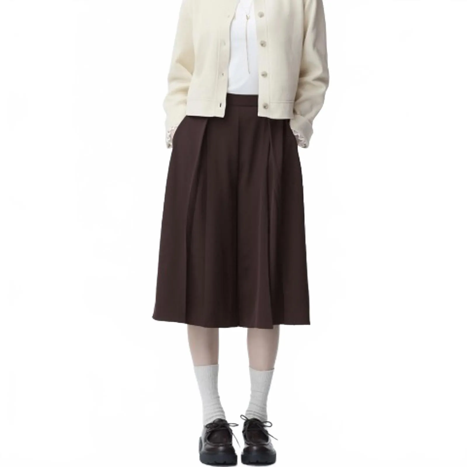 Uniqlo GU Draped Culottes NWT Dark Brown Large - Image 5