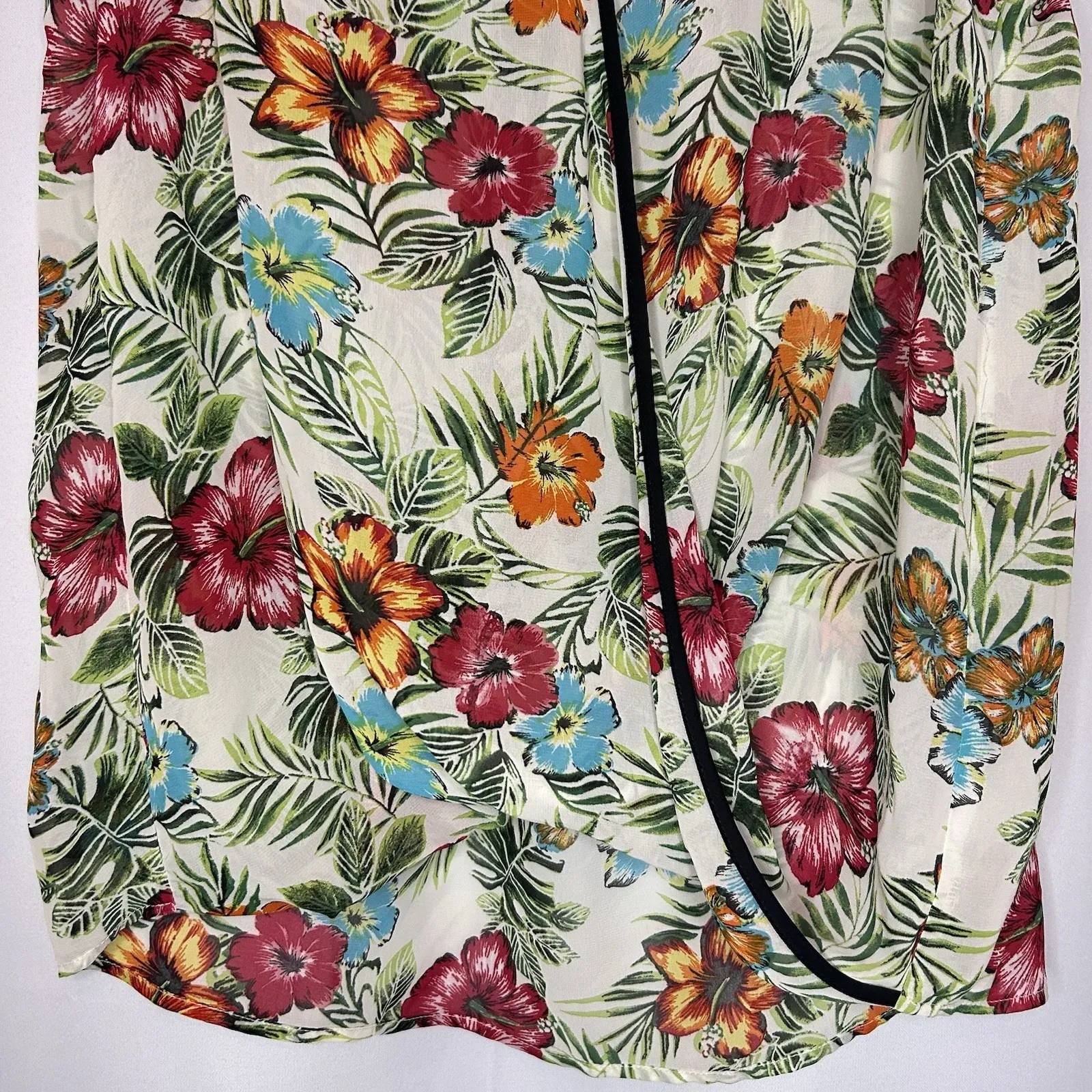 Faith‎ and Joy Woman's Large Sleeveless Blouse Floral Tropical Chiffon - Image 4