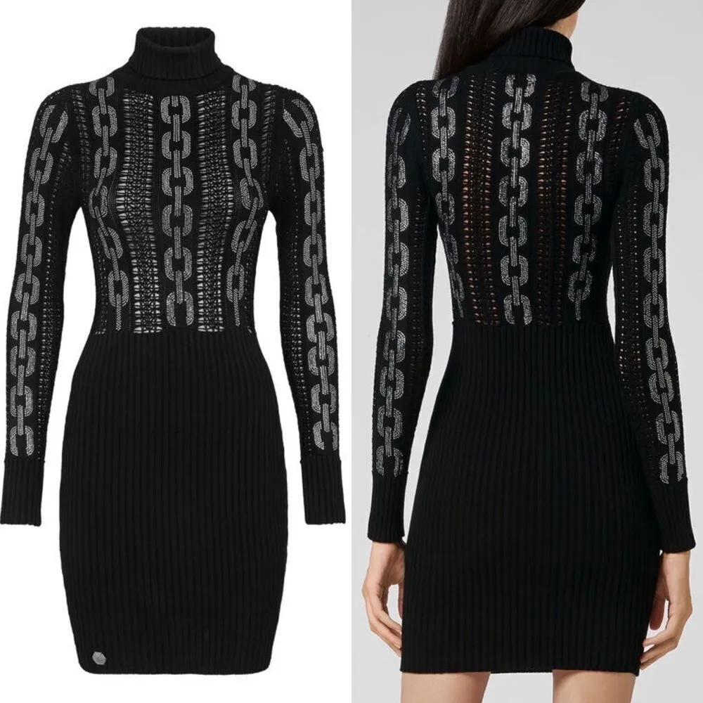 PHILIPP PLEIN KNIT DAY DRESS CRYSTAL MEDIUM Black - Image 16