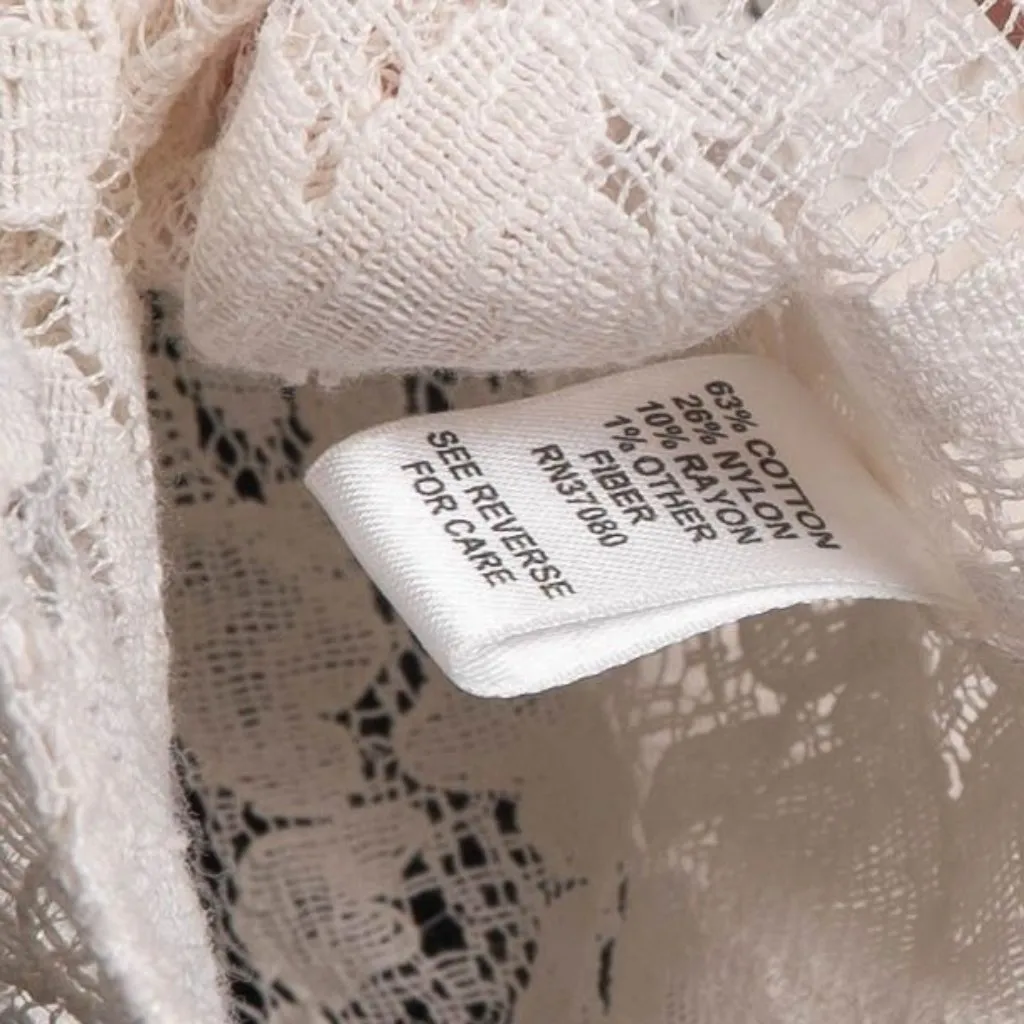 Cato Button Up Lace Shirt XL Womens Pockets Off White Cotton Blend 3/4 Sleeves - Image 6