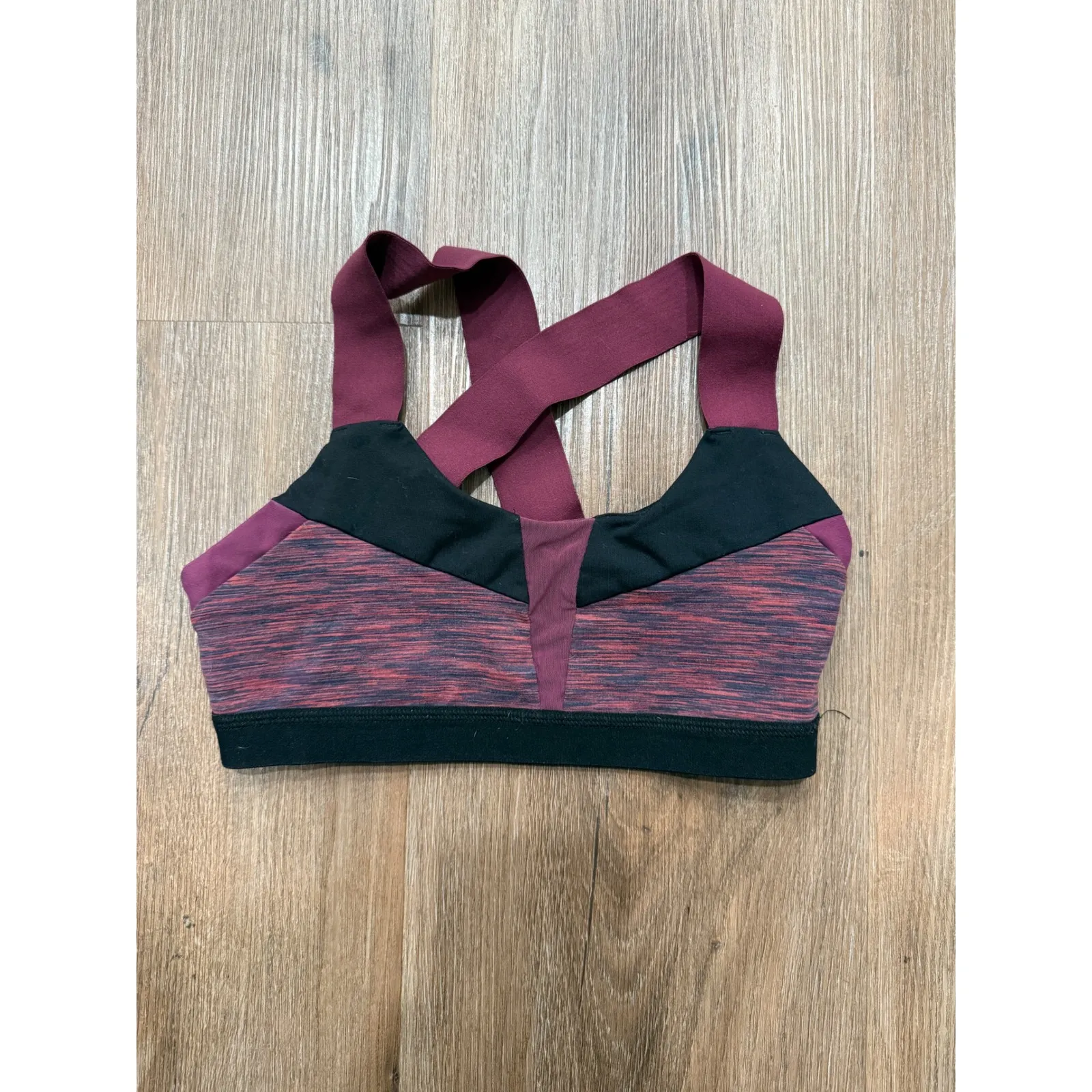 ALO Yoga Purple Red Space Dye Crisscross Back Sports Bra Workout Gym Active - Image 4