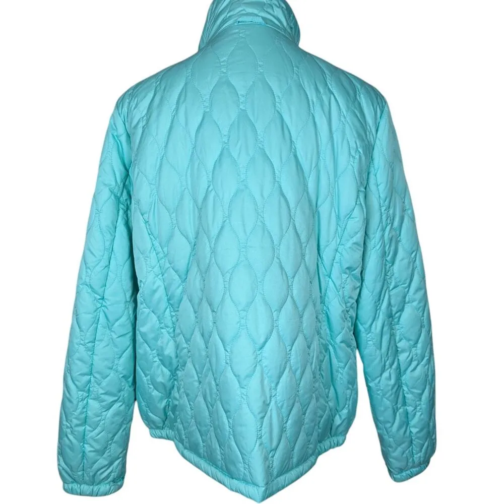 Gerry Puffer Jacket Blue Green Seafoam with Gray Trim Size XL Womens Quilted - Image 2