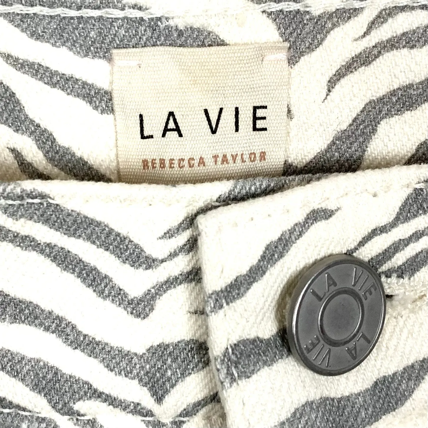 Rebecca Taylor La Vie Zebra Print Jeans Straight Leg High Rise White Gray 28 - Image 9