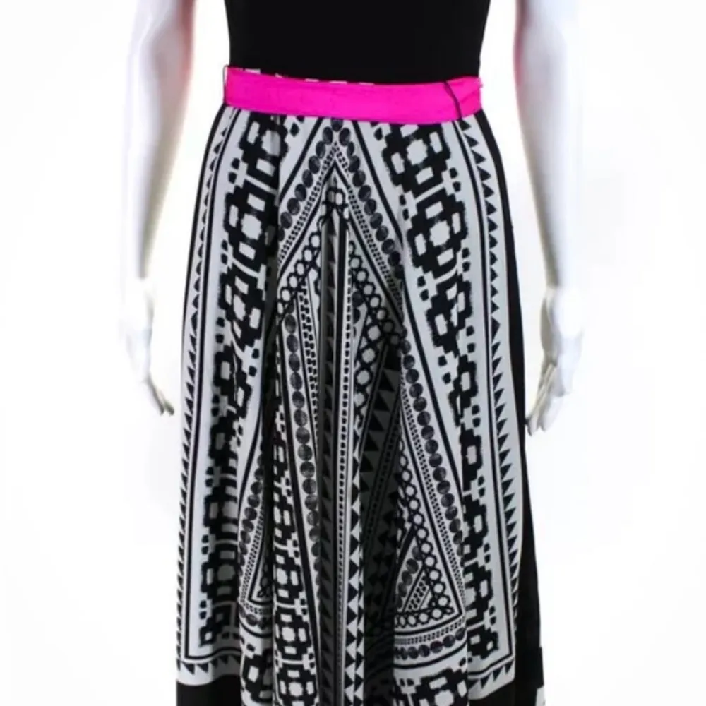 ELIZA J Black white Tank Dress Maxi size 12  pink Tie Waist Jersey Scarf Print - Image 3