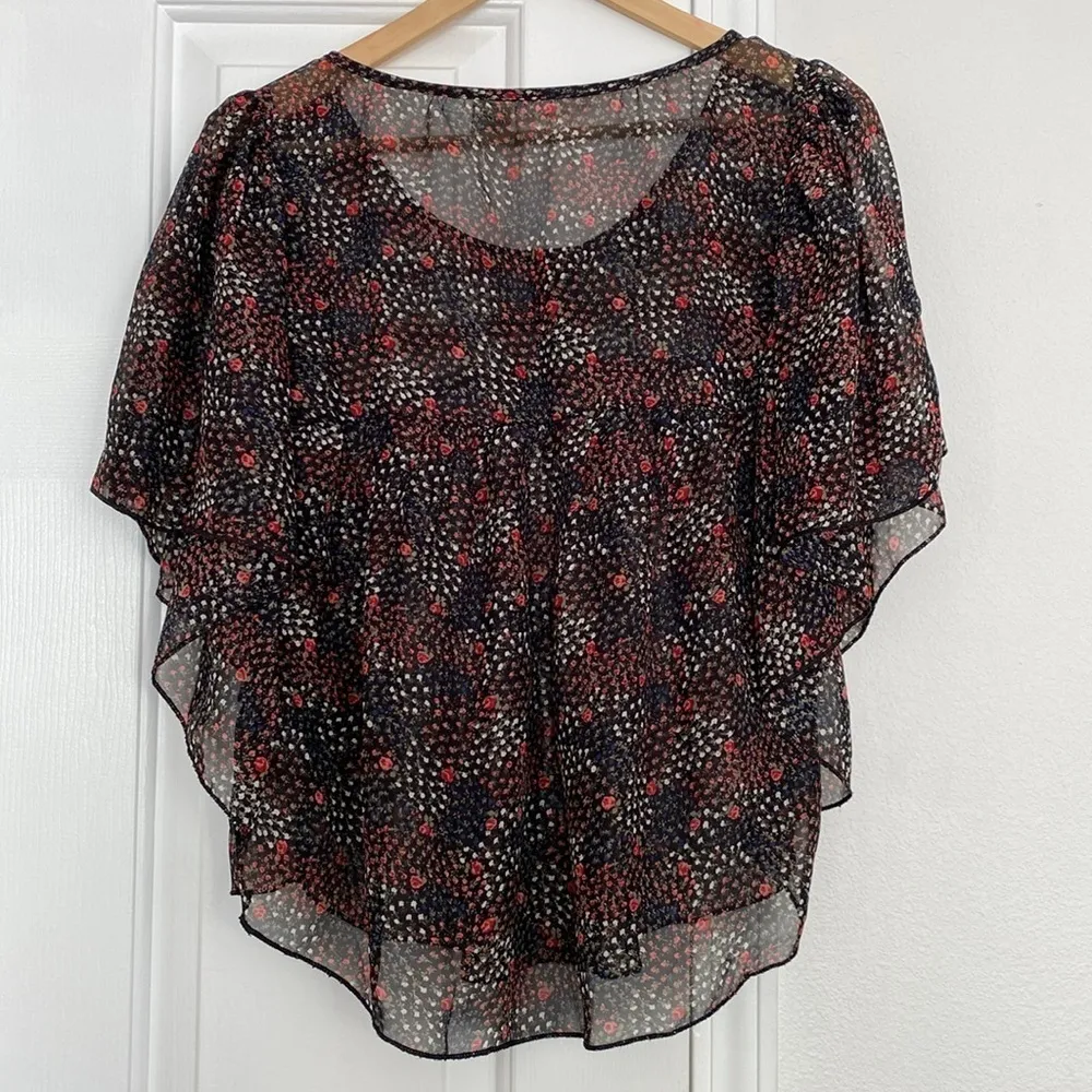 Passport shawl blouse with delicate floral print. Black Size undefined - Image 9