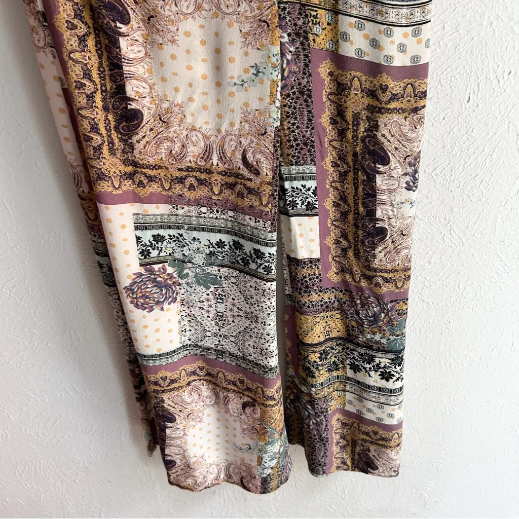 Free People Margarita Patchwork Wide Leg Jumpsuit Boho Open Back Size 4 - Image 5