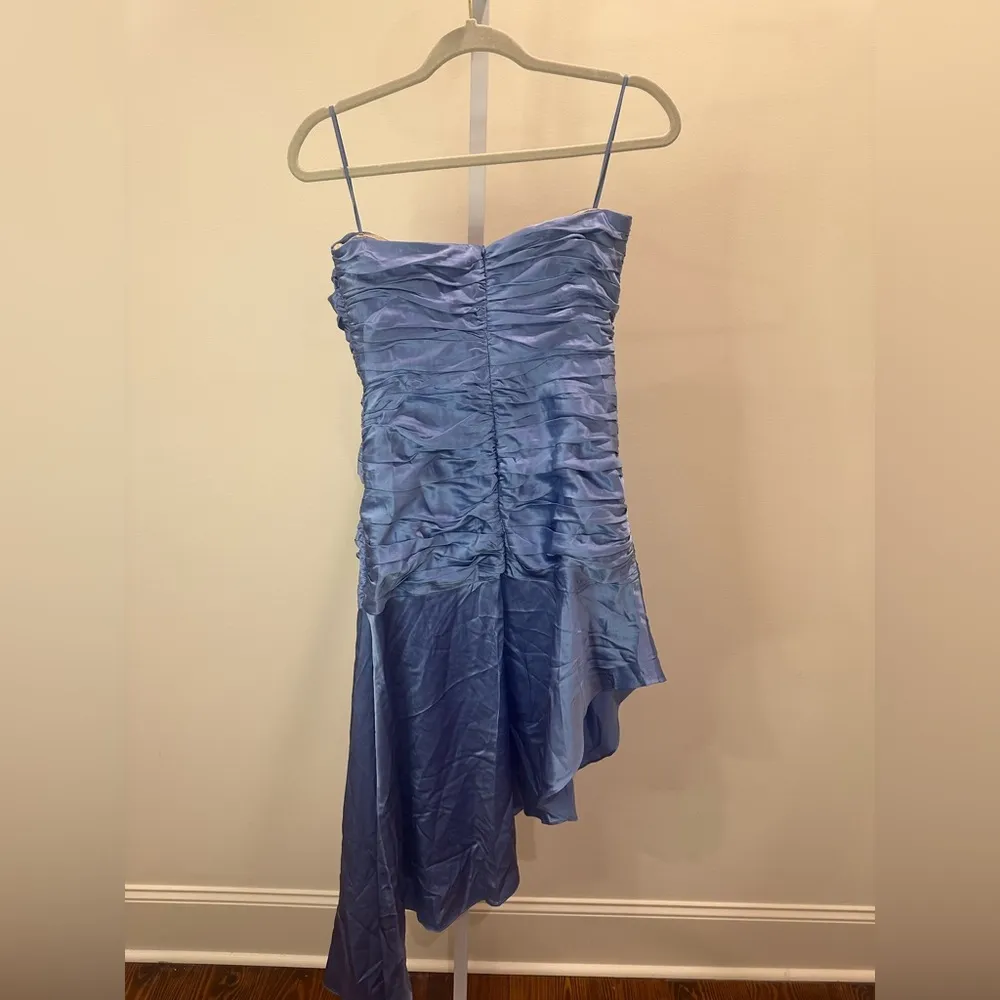 Cinq à Sept Eliza Silk Cocktail Dress – Deja Blue, Size 8 NWT Midi Asymmetrical - Image 7