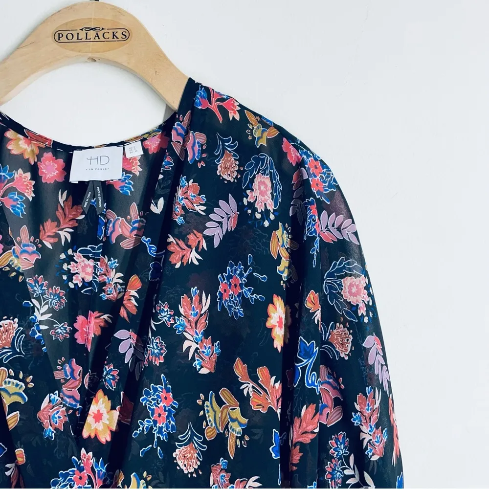 HD in Paris Anthro Floral Sheer Maxi Dress Black Multicolor size 0 - Image 5