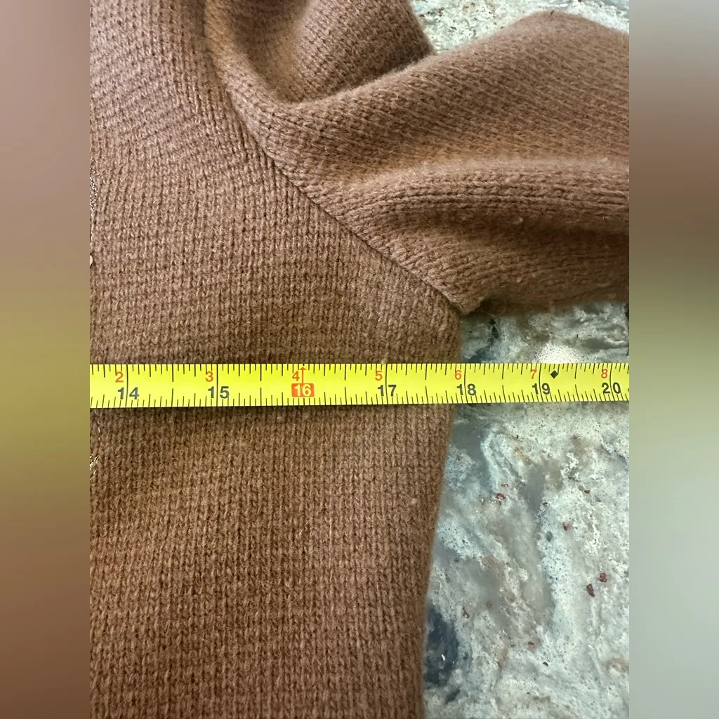 Arte International Faux Fur Trim Cardigan Sweater Sequin Rhinestone Embellshed Brown Size M - Image 6